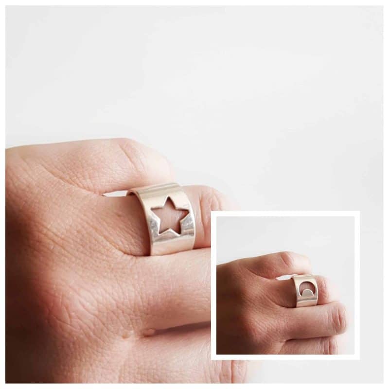 Anillo estrella y luna
