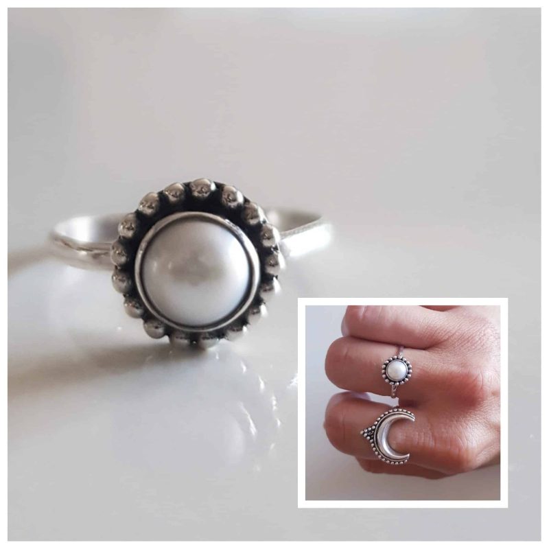 Anillo perla bohemio