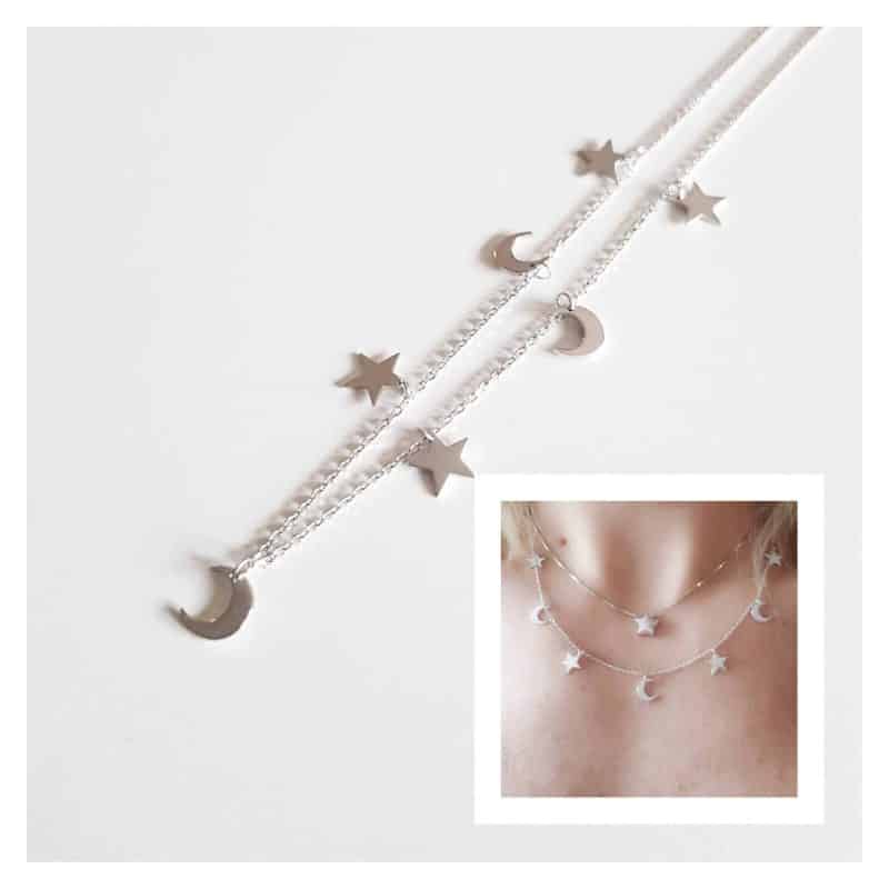 Collar estrellas y lunas