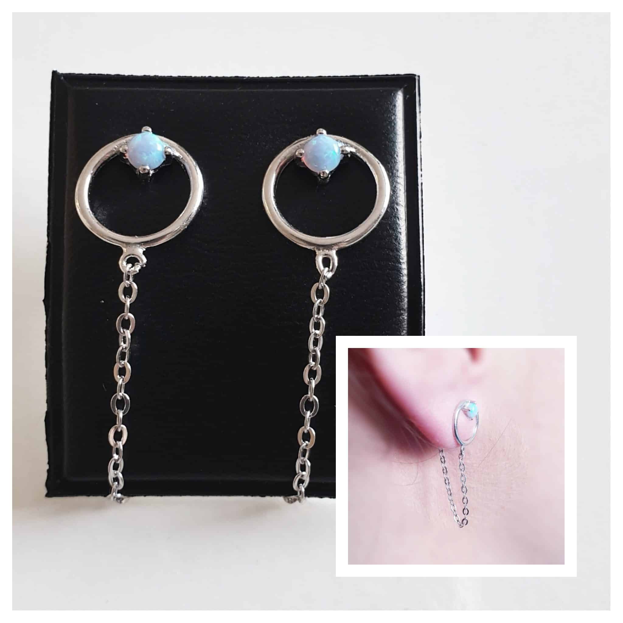 Pendiente cadena ópalo