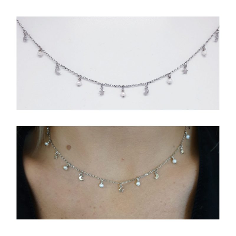 Collar mini lunas y estrellas perlas