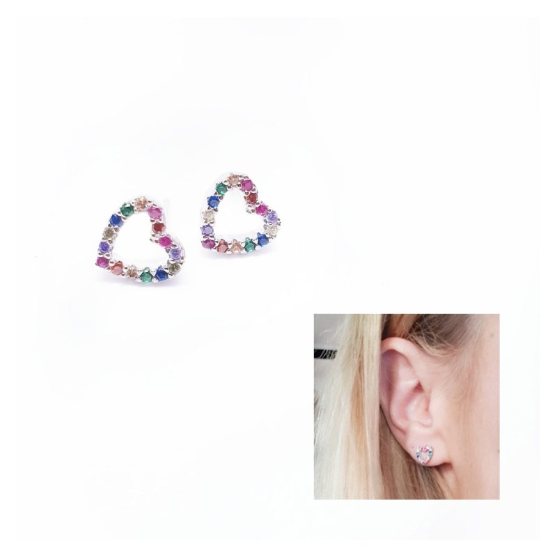 Pendiente corazòn multicolor