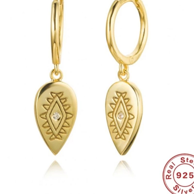 Pendiente púa oro bohemio