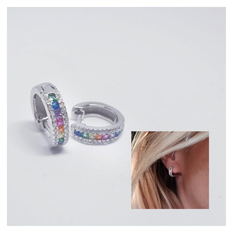 Pendientes aros circonitas colores