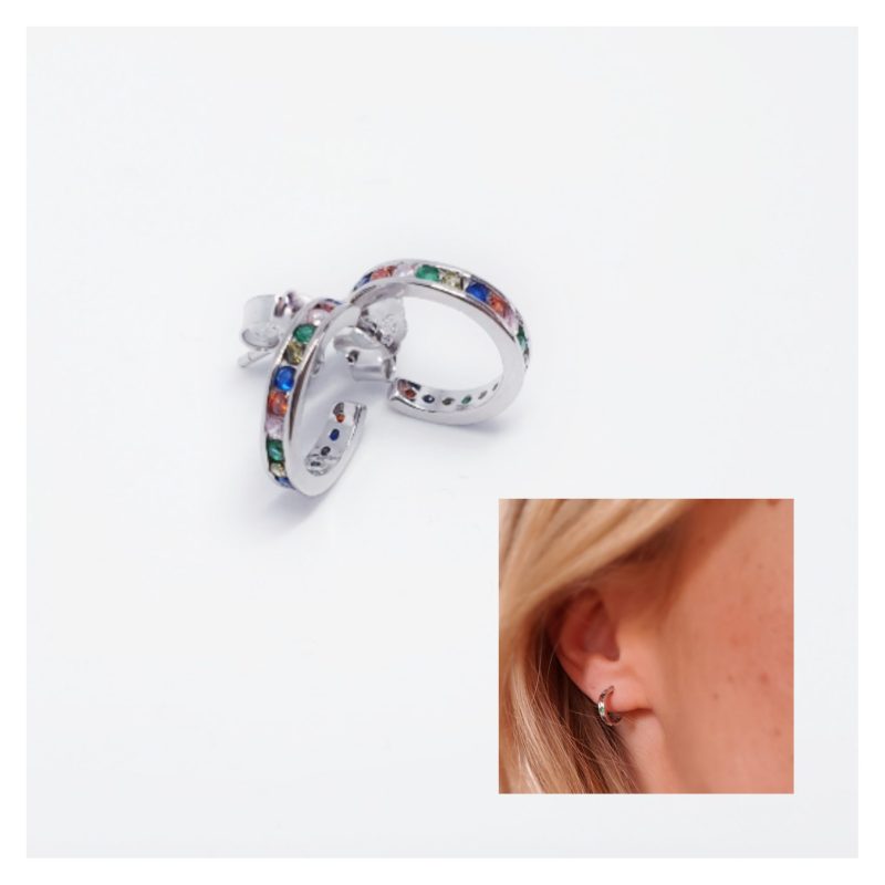 Pendiente aros piedras de colores