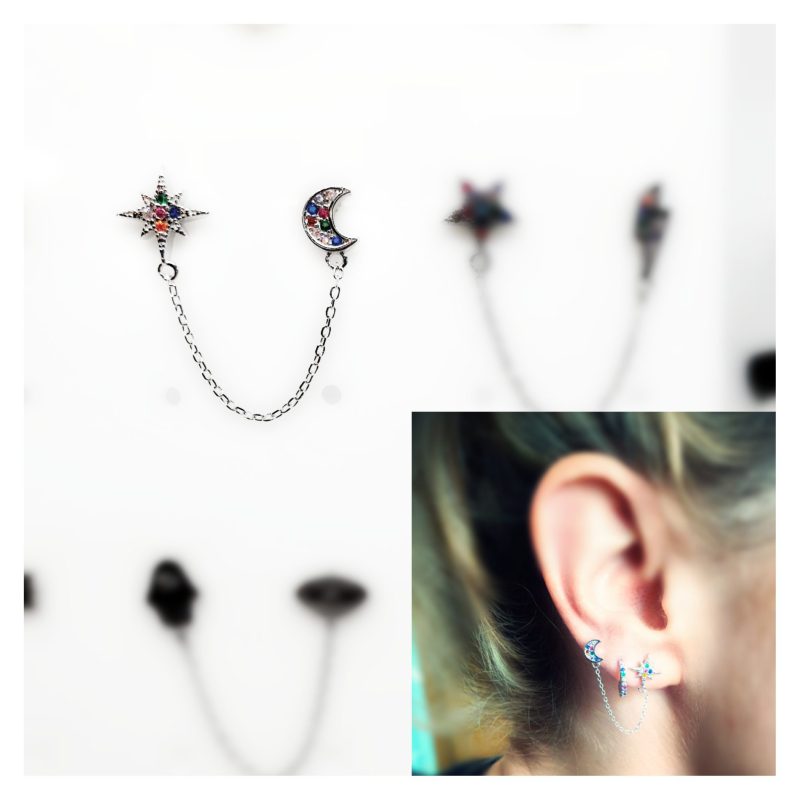 Pendientes dos en uno estrella multicolor