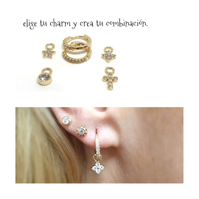 Pendiente intercambiable y reversible shine oro