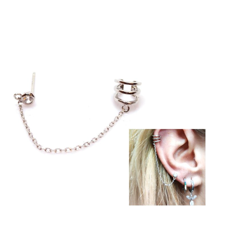 Pendiente ear cuff cadena punto de luz