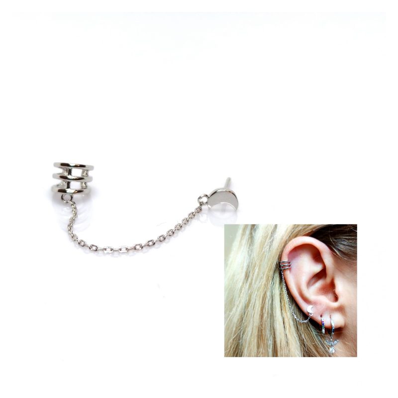 Pendiente ear cuff cadena luna