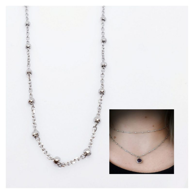 Collar cadena pegada plata bolitas