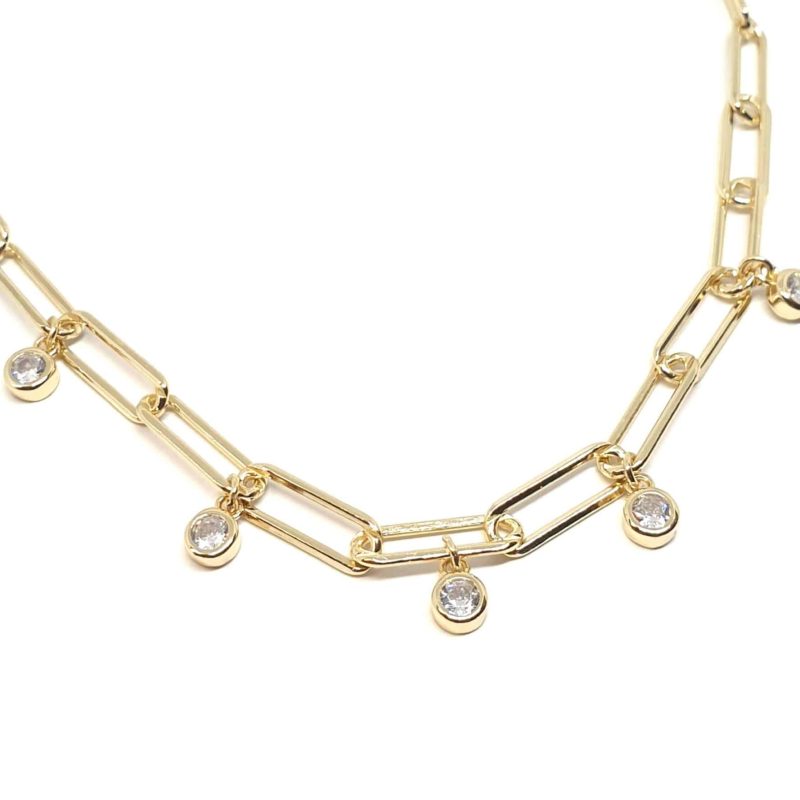 Collar eslabón oro circonitas