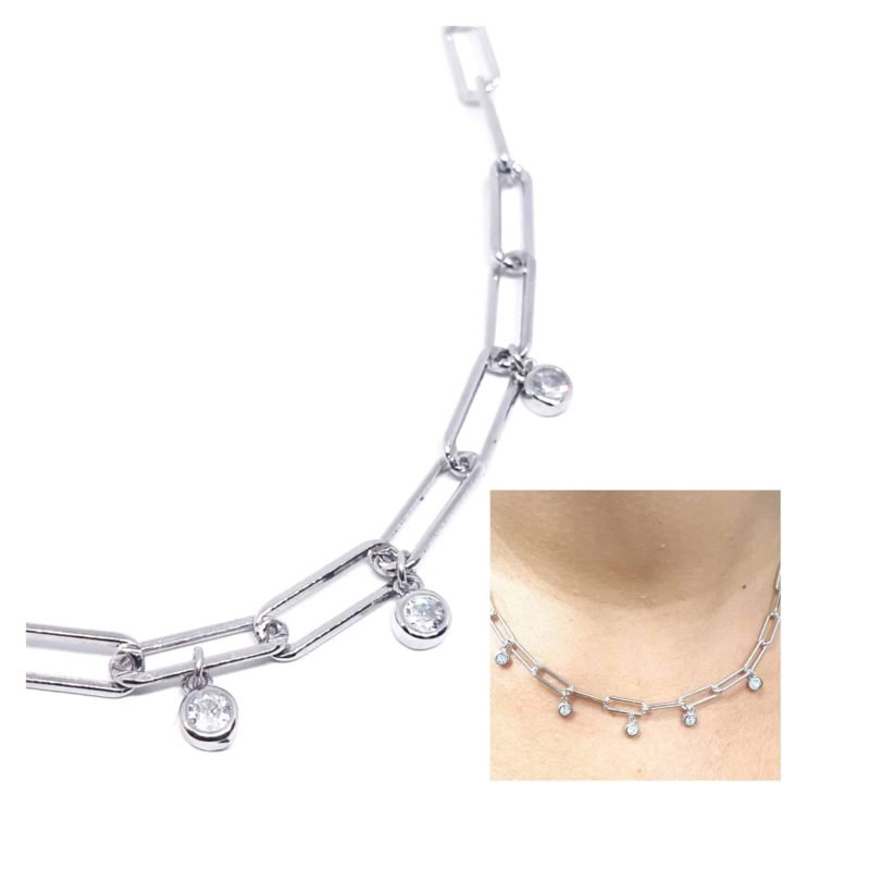 Collar eslabón circonitas