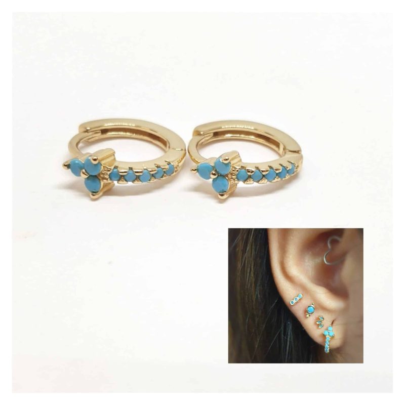Pendientes tres pétalos oro