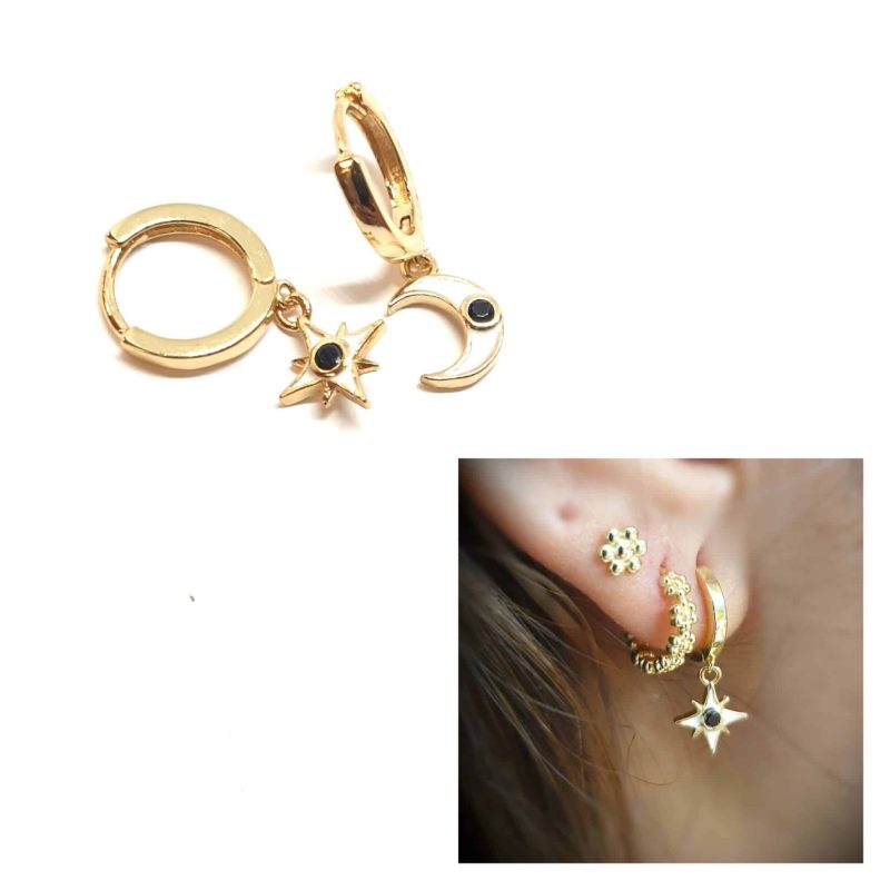 Pendientes universo blanco oro