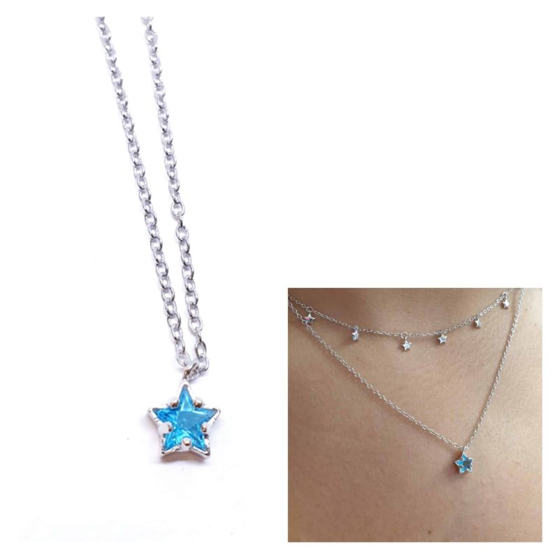 Collar estrella azul