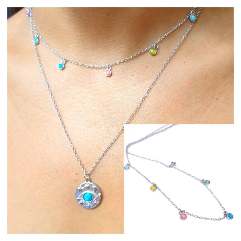 Collar piedras pasteles