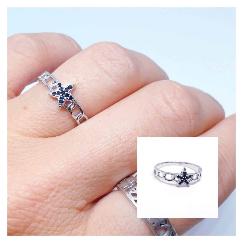 Anillo eslabón estrella negra