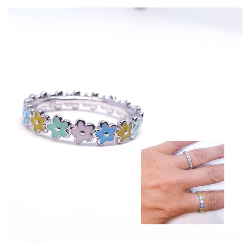 Anillo flores enamel