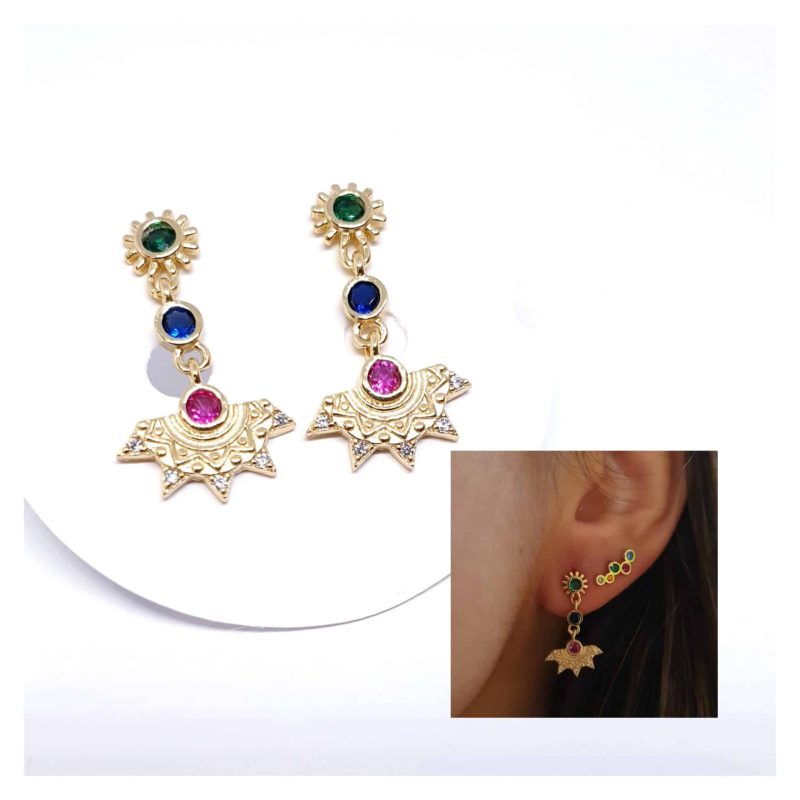 Pendiente bohemian multicolor oro