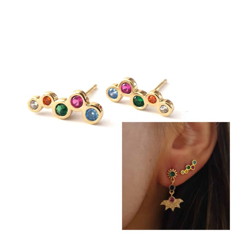 Pendientes burbujas oro multicolor
