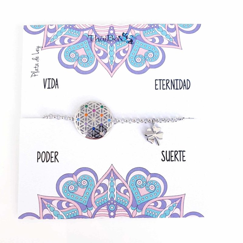 Pulsera flor de la vida y trébol