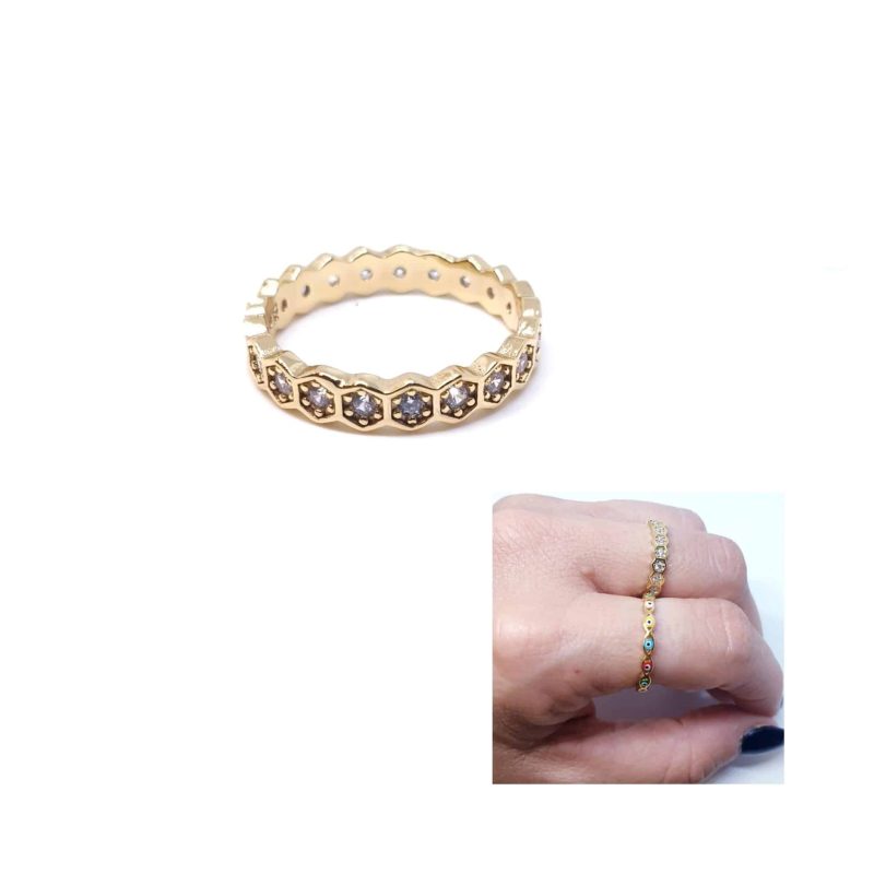 Anillo nido de abeja oro