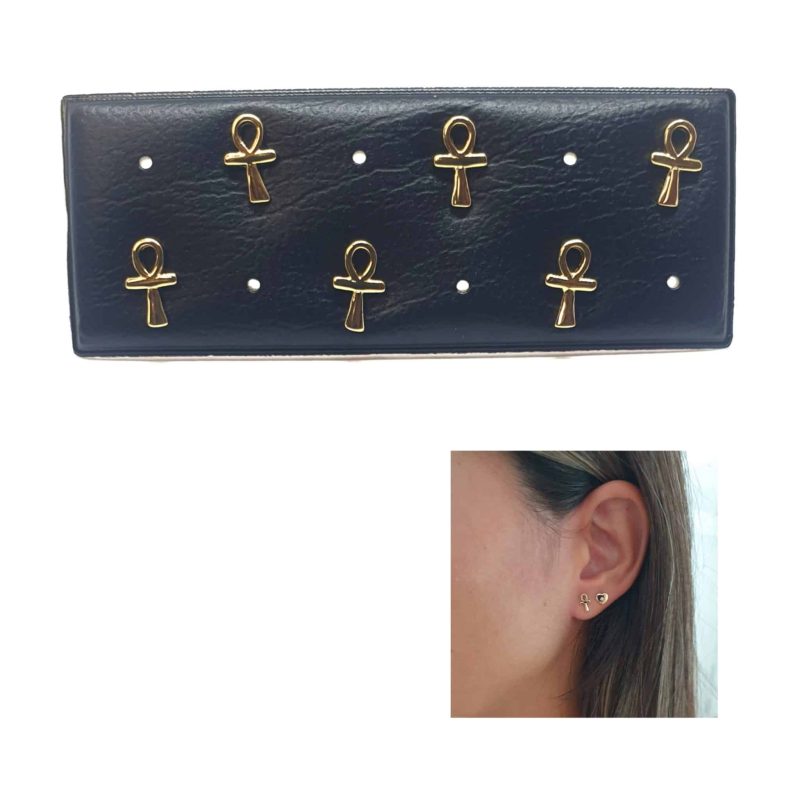 Pendientes cruz de la vida oro