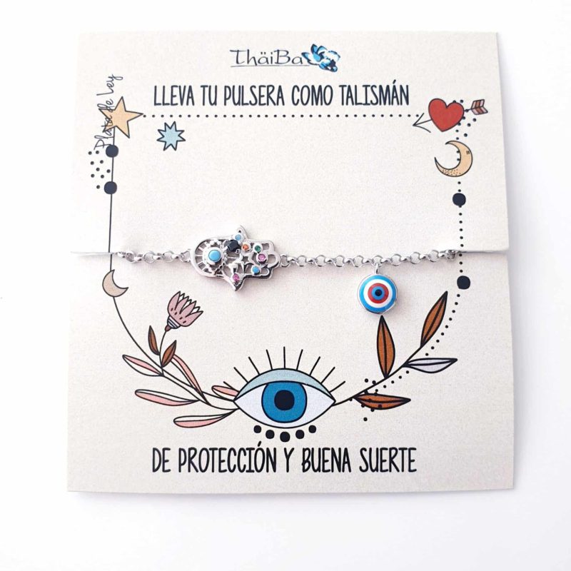 Pulsera mano piedras y ojo turco
