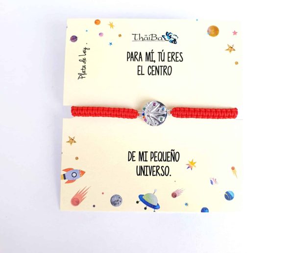 Pulsera roja macramé universo