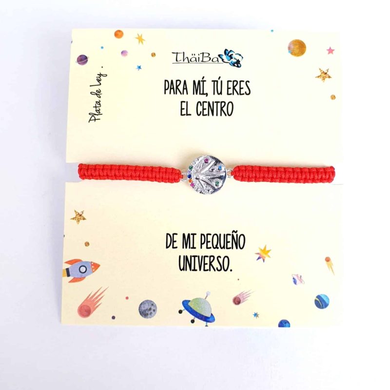 Pulsera roja macramé universo