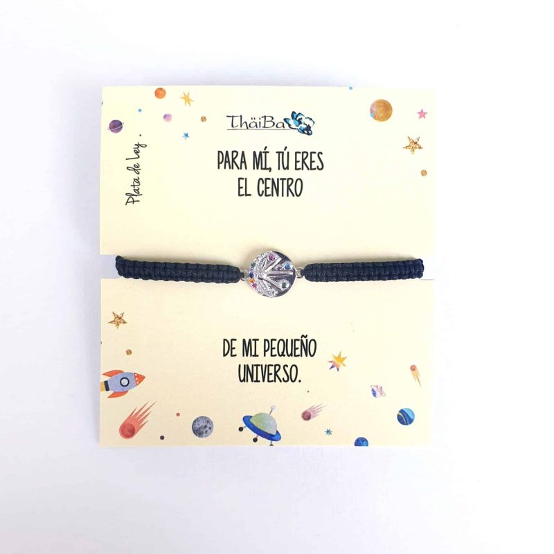 Pulsera macramé negra universo