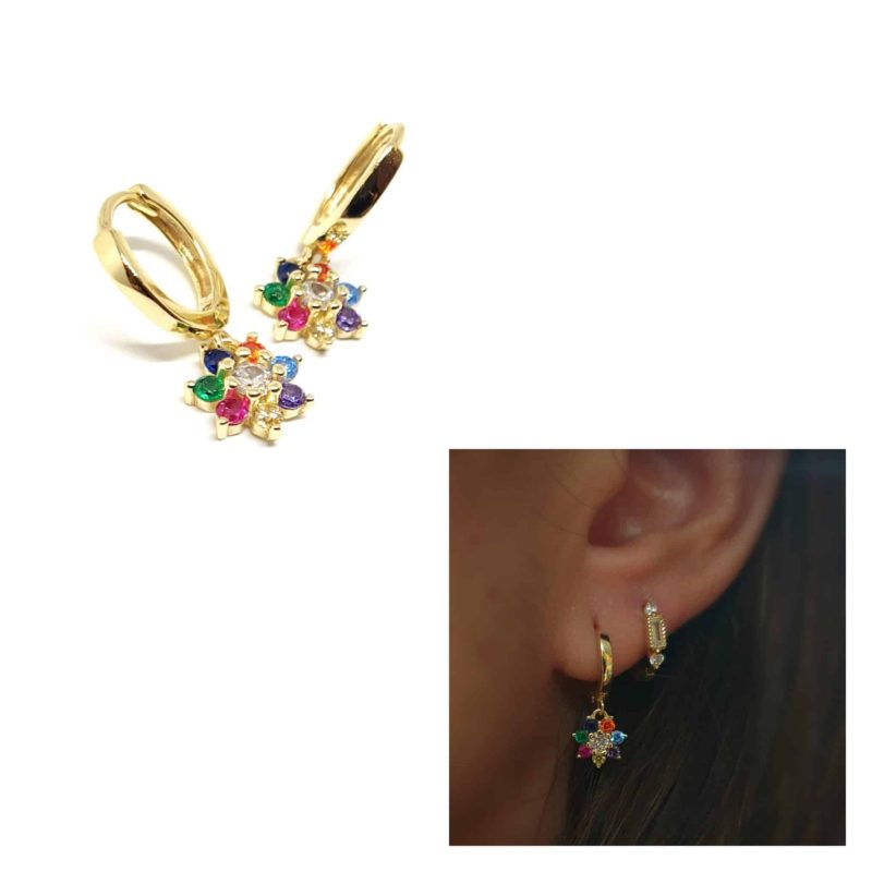 Pendientes flor fantasía oro