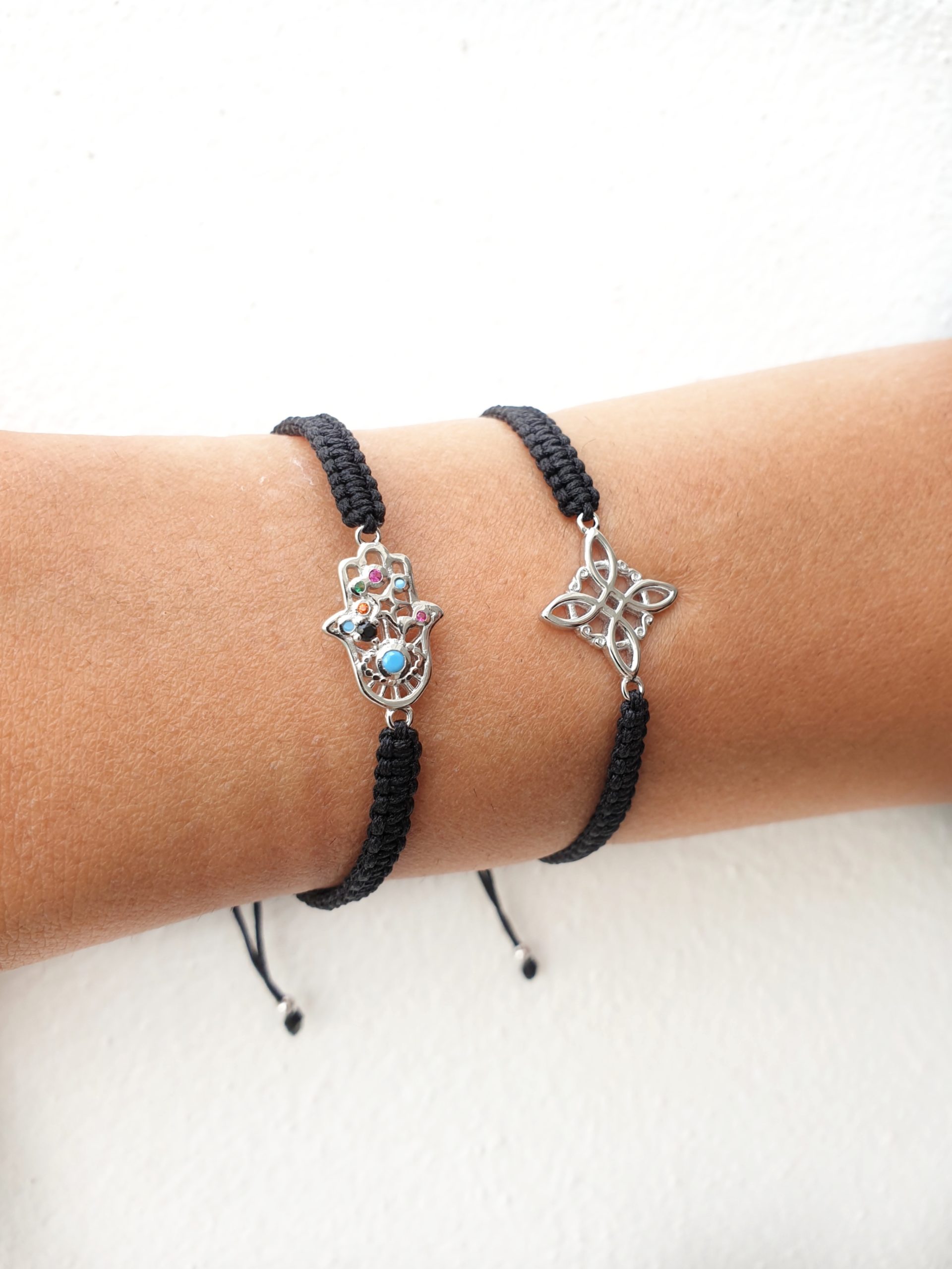 Pulsera Macram Nudo De Bruja Negro pulsera-macram-nudo-de-bruja-negro