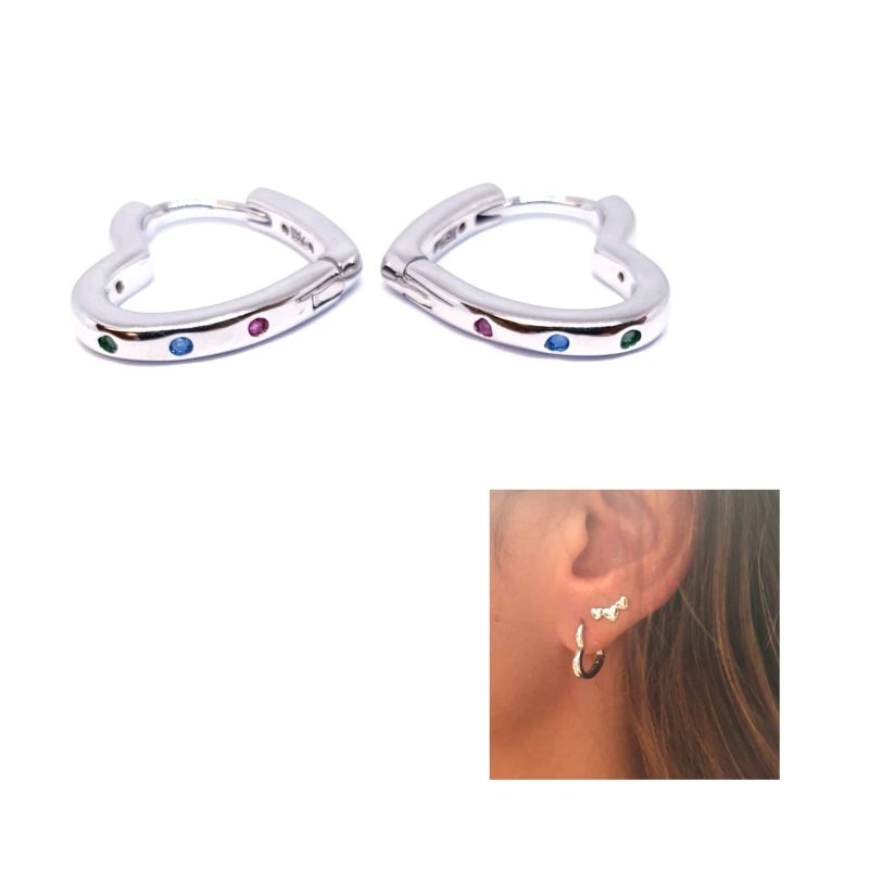 Pendientes corazón color