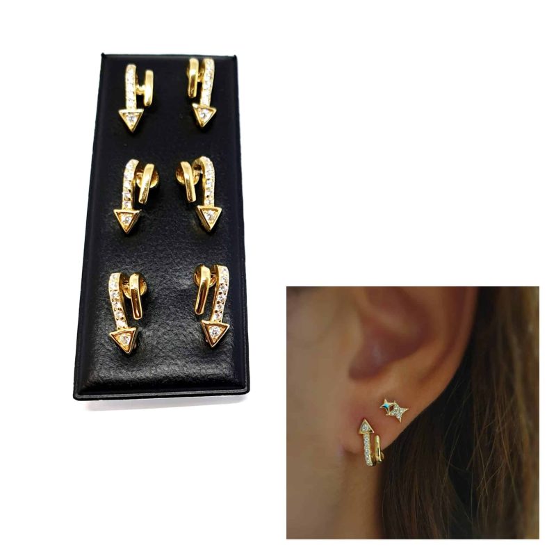 Pendientes flecha garra oro