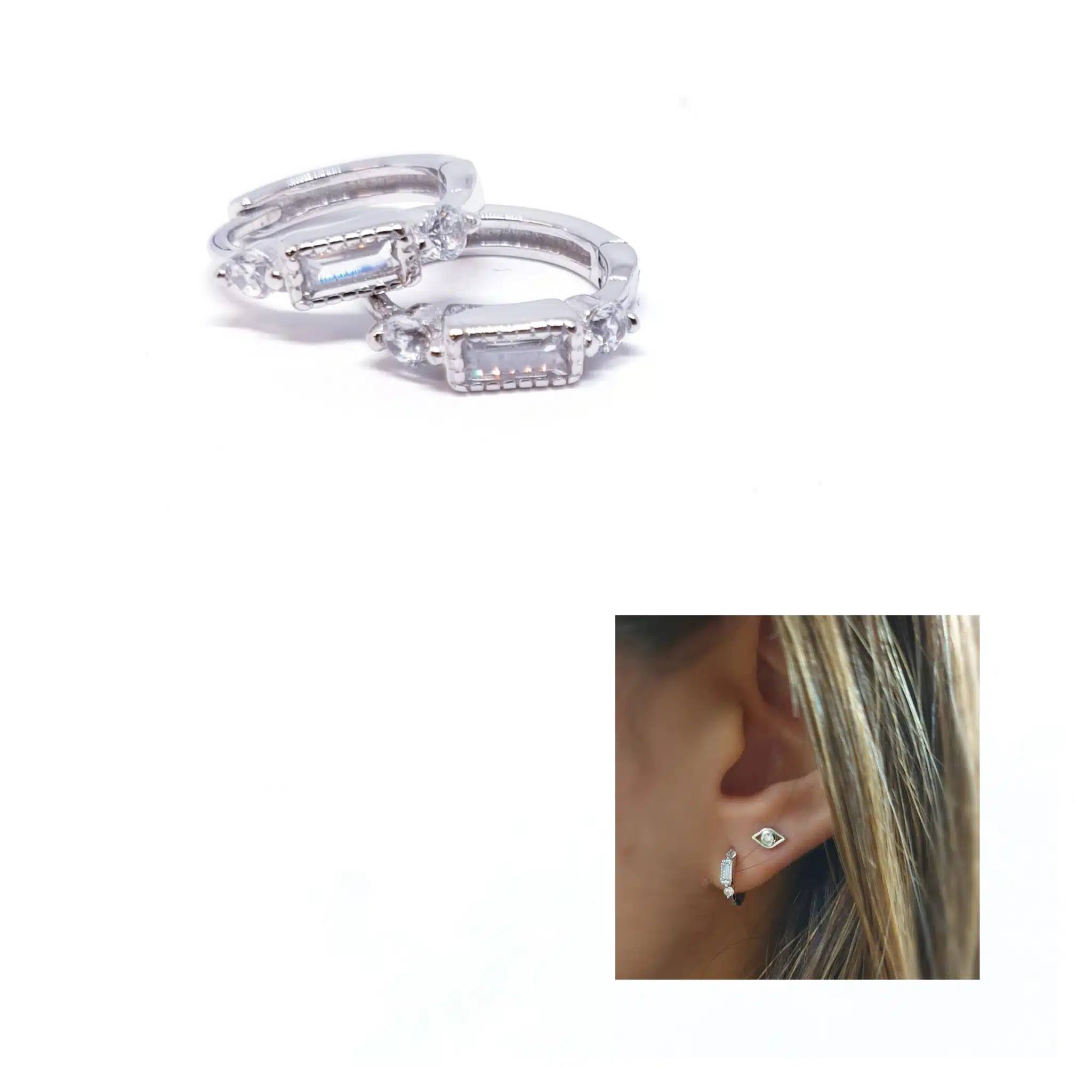 Pendientes aritos baguette