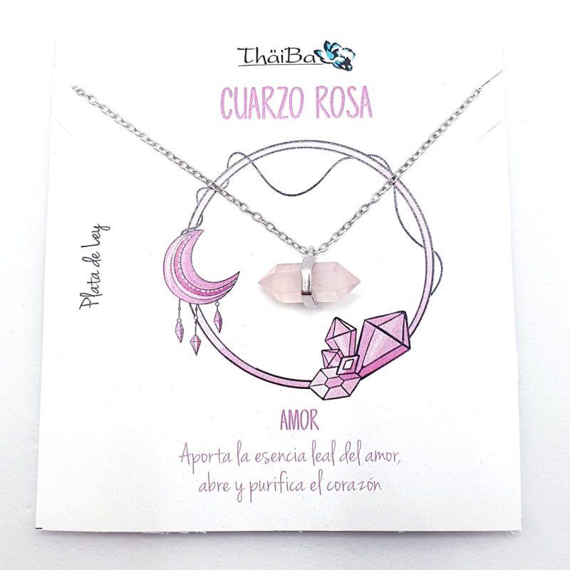Collar cuarzo rosa prisma