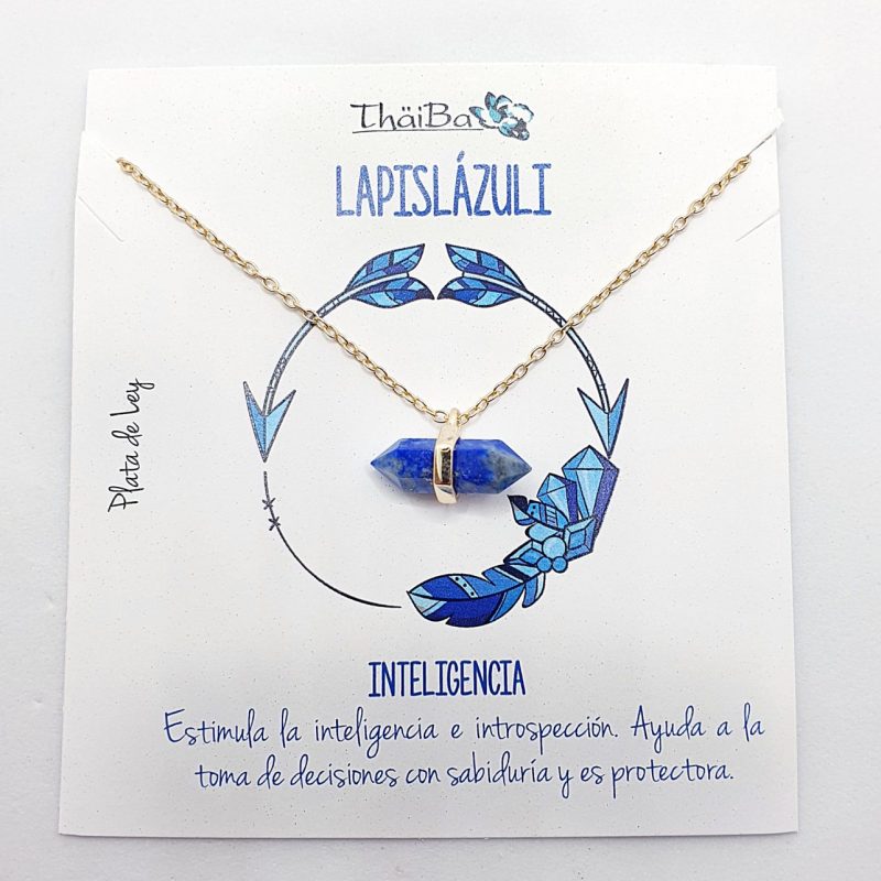 Collar piedra lapislázuli prisma oro