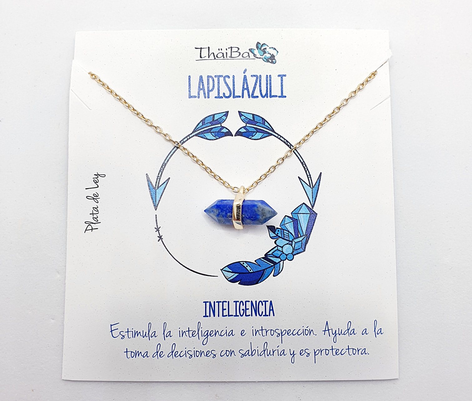 Collar piedra lapislázuli prisma oro