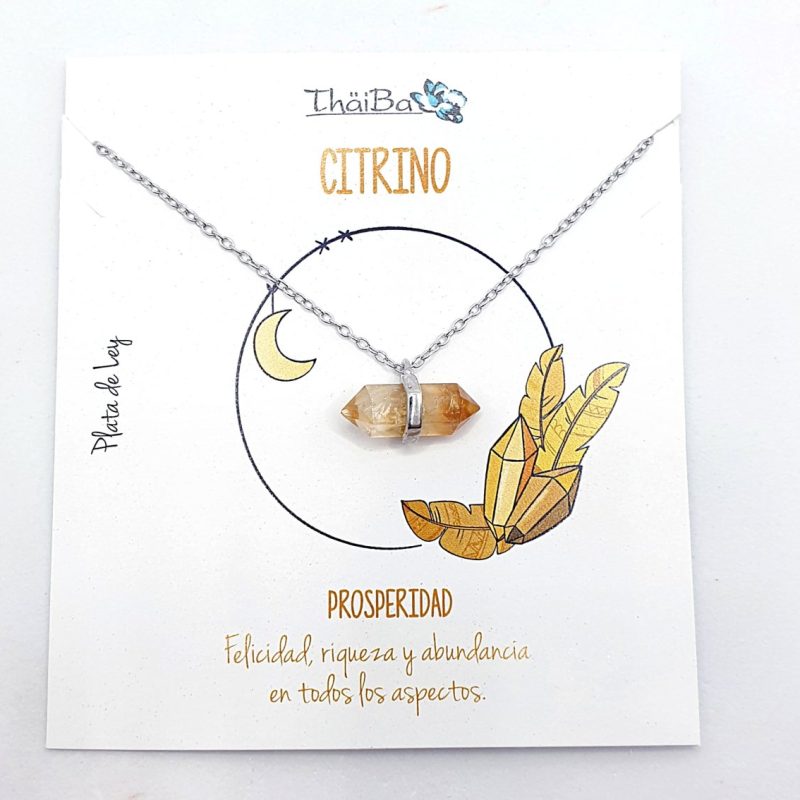 Collar piedra citrino prisma