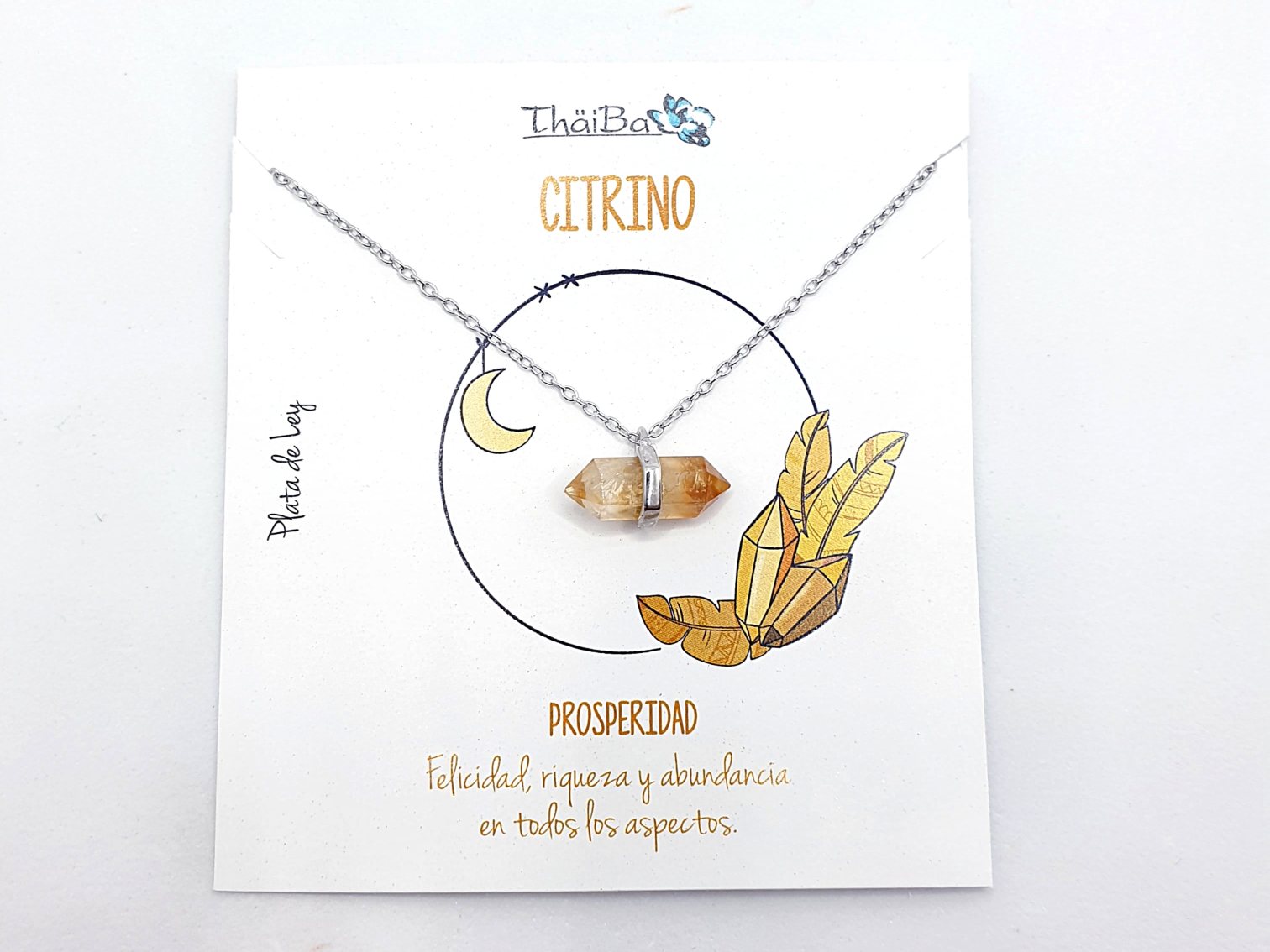 Collar piedra citrino prisma