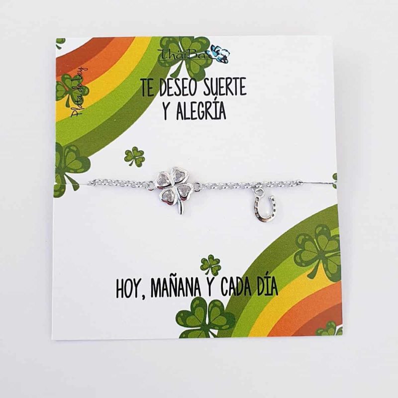 Pulsera trébol blanco