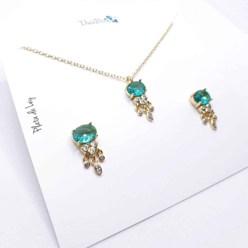 Set luxury verde agua oro