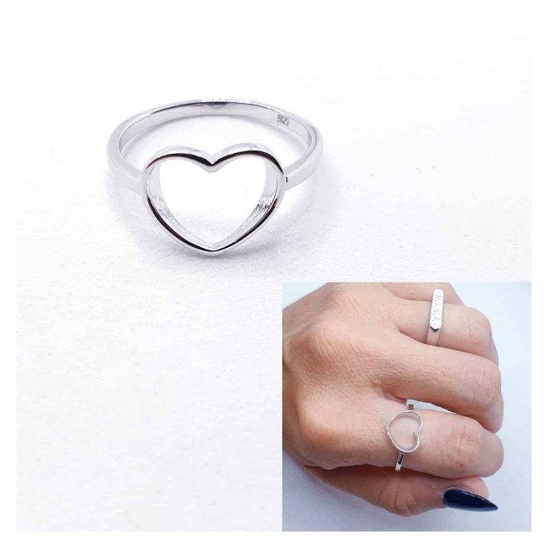 Anillo corazón silueta