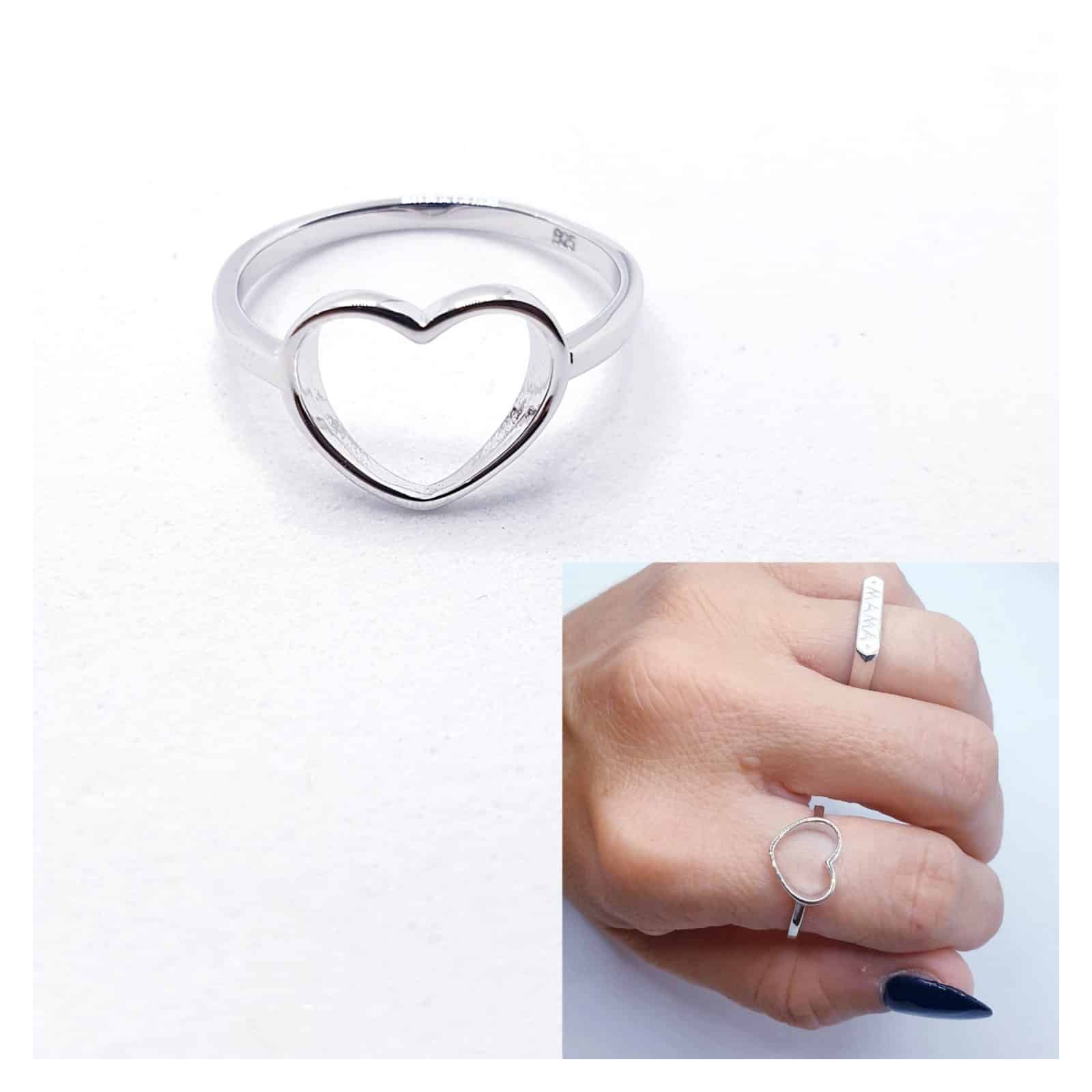 Anillo corazón silueta
