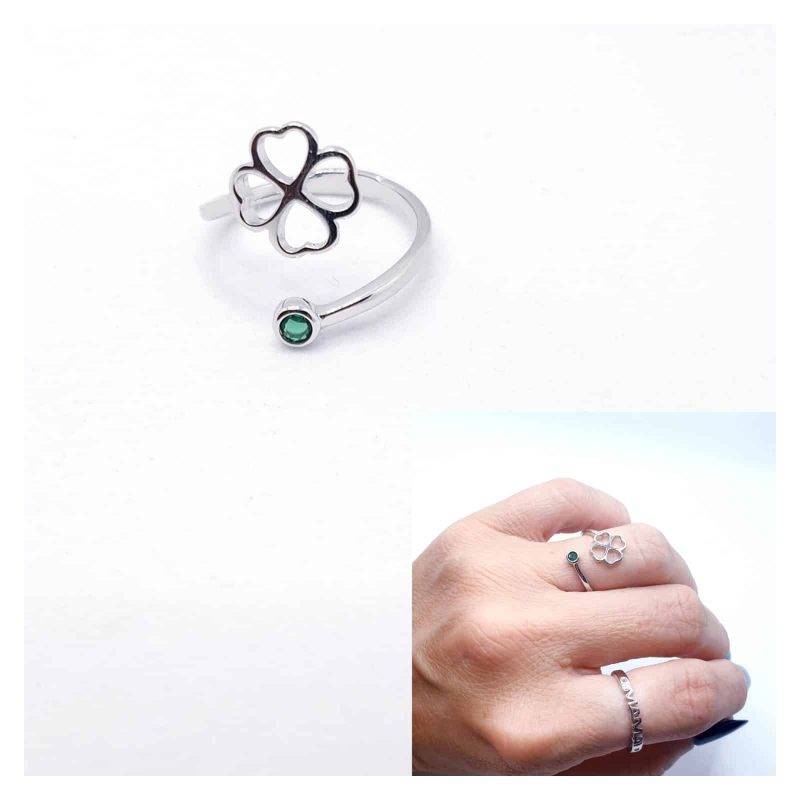 Anillo trébol ajustable