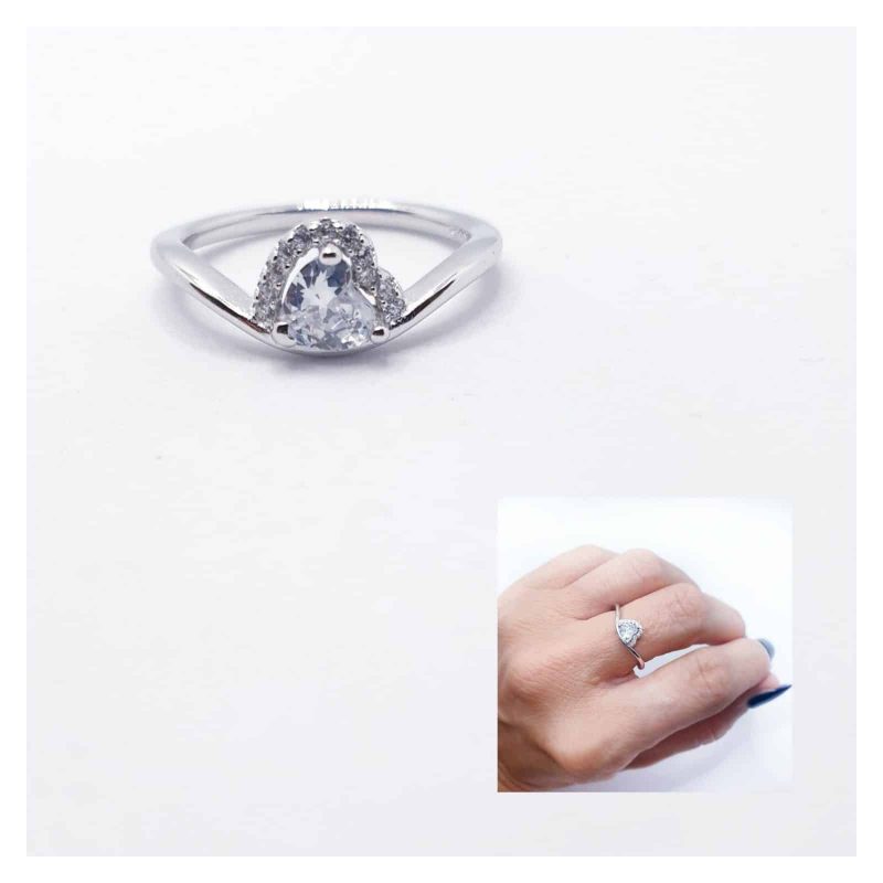 Anillo corazón curva