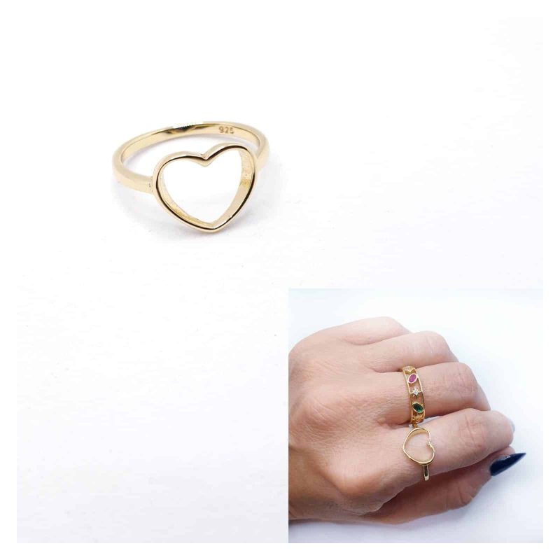 Anillo corazón silueta oro
