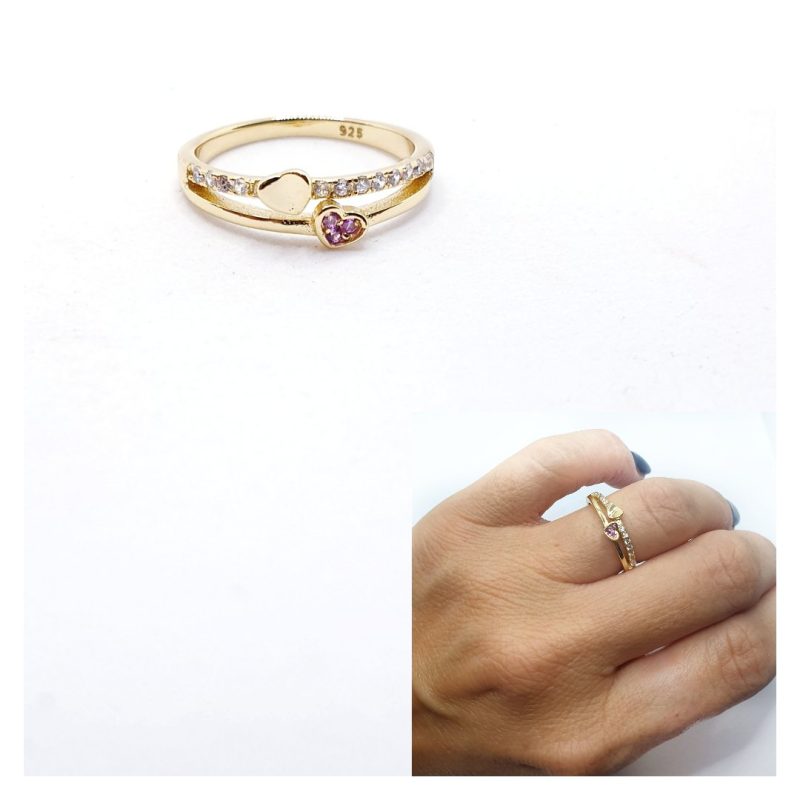 Anillo doble corazones oro
