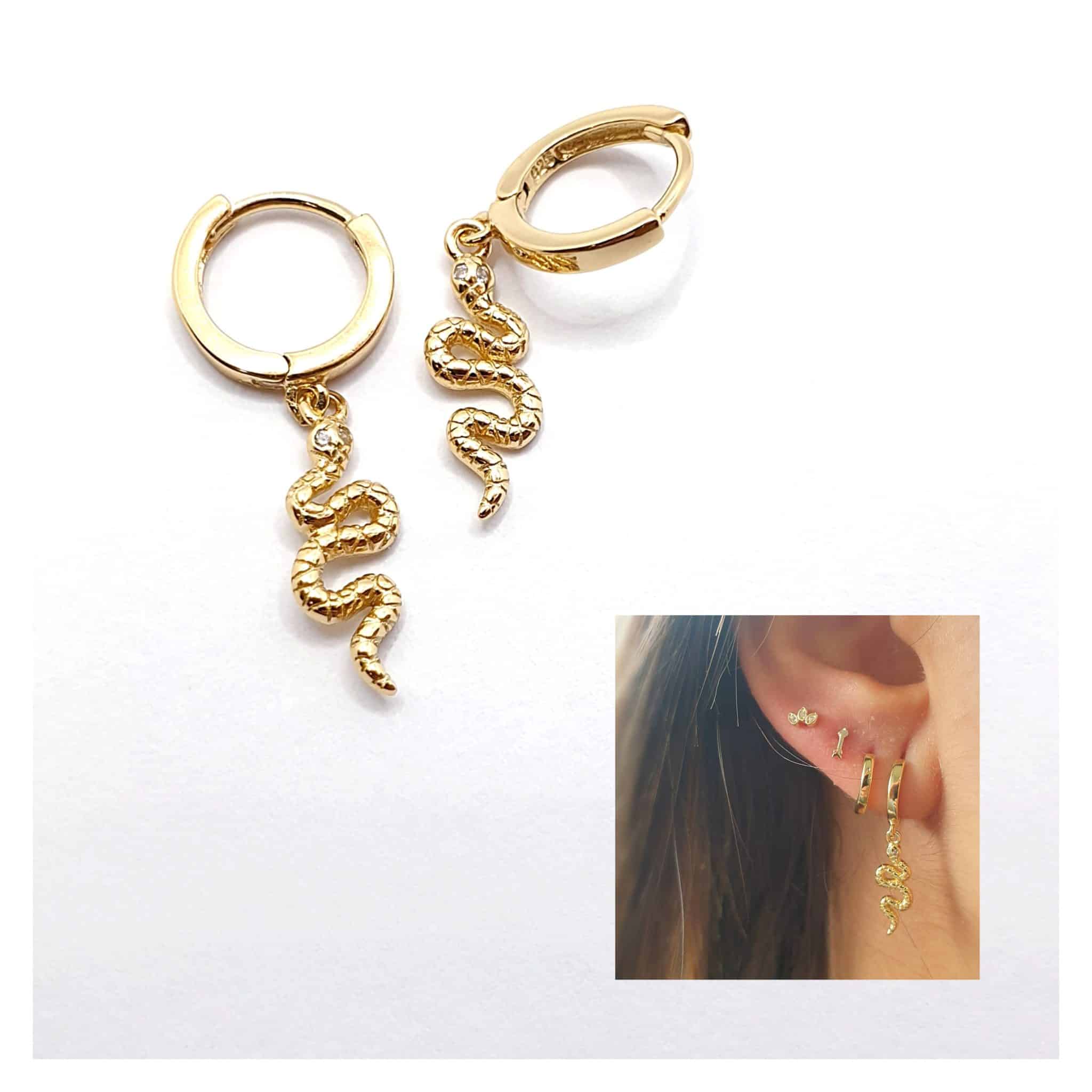 Pendientes serpiente oro